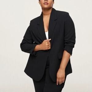Everlane Long Sleeve Notch Lapel Single Breasted The Easy Blazer Black Women's 4